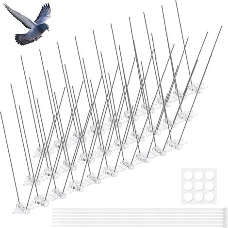 3er-set Vogelabwehrspitzen, Edelstahl, 25 Cm, Mit Nano-kleber Und Kabelbinder, Für Dachkanten