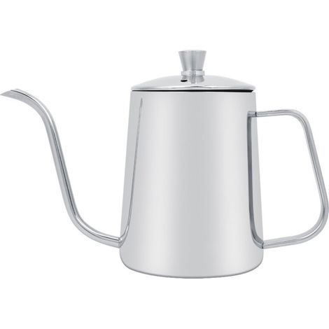 Schwanenhalskessel, Exquisite, Moderne, Tragbare Kaffeemaschine Aus Edelstahl In Silberfarbe, Länglich, Für Küche, Café Oder Boutique