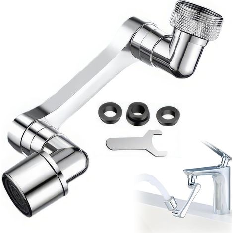 1-teilige Wasserhahnverlängerung, 1080° Drehbar, Spritzschutzfilter, 2 Wasserstrahlarten, Legierung Und Abs, Für Küche Und Bad