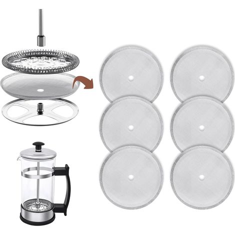 6-teiliges Siebfilterset, Edelstahl 304, Maschenweite 100 Mesh, Durchmesser 10,2 Cm, Für 1000-ml-french-press-kaffeebereiter