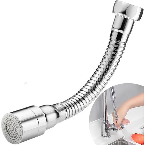 X 18 Cm Edelstahl 304 Wasserhahnverlängerung, Verstellbare Ausrichtung, Kompatibel Mit G1/2 M22, Küchenspüle