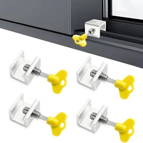 Set Mit 4 Schiebetürschlössern, Edelstahl, Inklusive Schlüsseln Und Rutschfestem Abstandshalter, Für Türen Und Fenster