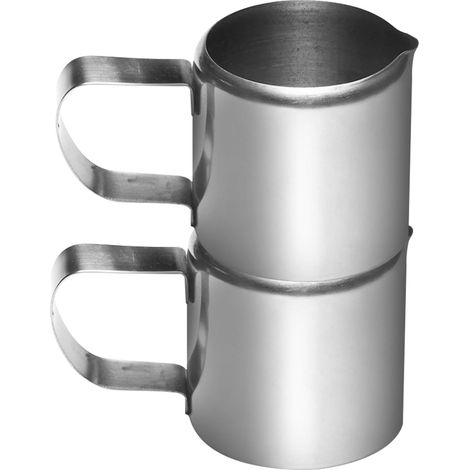 Set Mit 2 Edelstahl-milchkännchen À 60 Ml Mit Ergonomischem Griff Für Cafés Und Restaurants