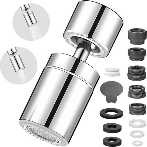 X 360° Drehbarer Wasserhahn-luftsprudler, Edelstahl, 2 Strahlarten, M22 M24 G1/2 Adapter, Küche Bad