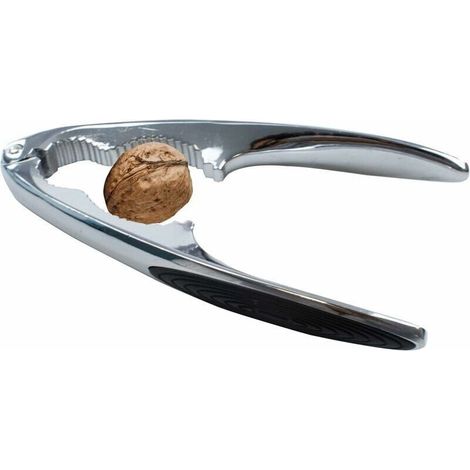 Nussknacker Aus Metall – Nussknacker Mit Gummigriffen – Robuster Nussknacker – Küchenhelfer – Rutschfest – Muschelknacker – Silber