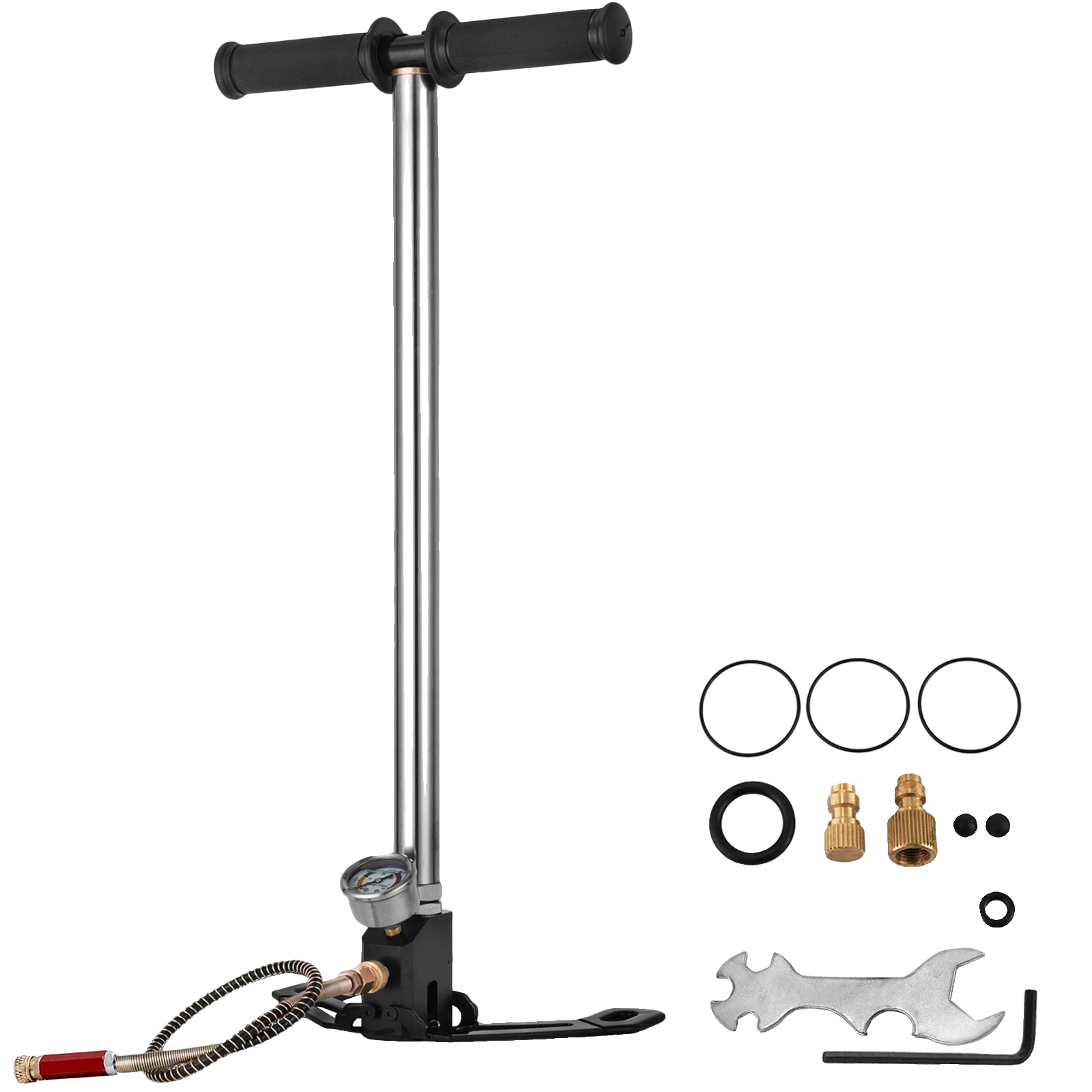 Handpumpe Mit Hülse, 3-stufiges System, Maximaler Druck 4500 Psi, 4500 Psi Silber