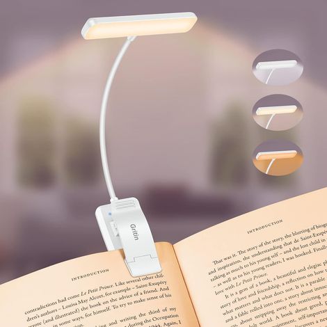 Tragbare Leselampe Mit 9 Leds, Wiederaufladbare Klemmleuchte, Augenschutz, Stufenlose Dimmfunktion Und 3 Beleuchtungsmodi, 360° Flexibler Hals, Lange Akkulaufzeit (weiß)