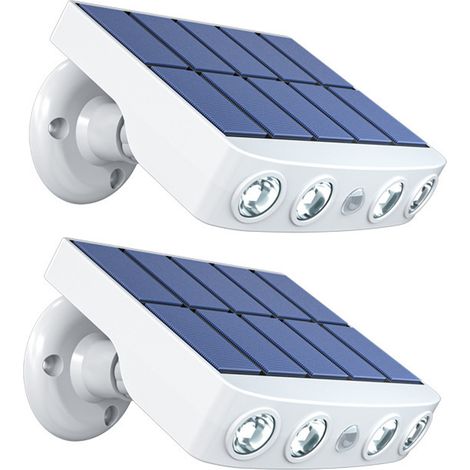 Set Mit 2 Solar-außenleuchten Mit Bewegungsmelder Und 3 Modi, Für Garten, Garage Oder Terrasse (weiß)