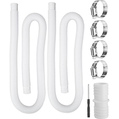 2-teiliger 32-mm-poolschlauch, 150 Cm Ersatzschlauch Mit 4 Befestigungsclips Und 1 Anschlussstück, Für Schwimmbad Und Filterpumpe