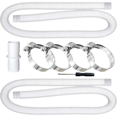 2er-pack Poolschlauch, Poolsaugschlauch Mit 4 Sicherheitsclips Und 1 Schlauchverbinder, Geeignet Für Aufstellpools, Whirlpools Und Filterpumpen, Weiß