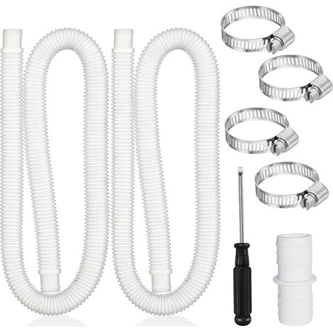 32-mm-poolschlauch, 2 Stück 150 Cm Poolschlauch Ersatzschlauch Für Schwimmbad, Filterpumpenschlauch Mit 4 Metallklemmen Und Anschlüssen, Schwimmbadfilterschlauch, Saugschlauch (weiß)