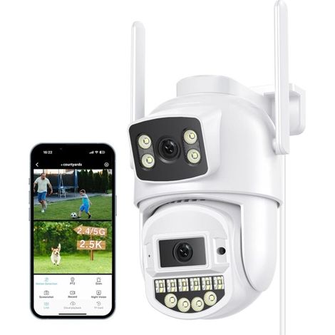 2,5k-außenkamera Mit Dual-objektiv, 8-mp-außenüberwachungskamera, 2,4/5g-wlan-überwachungskamera, 30 M Farbnachtsicht, Zwei-wege-audio, Personenerkennung, Ip66