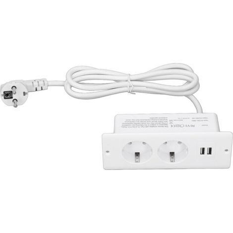 Integrierte Steckdose, 2 X 10-a-usb-anschlüsse, In Einen Hub Eingelassene Tischsteckdose Mit 1,5 M Kabel