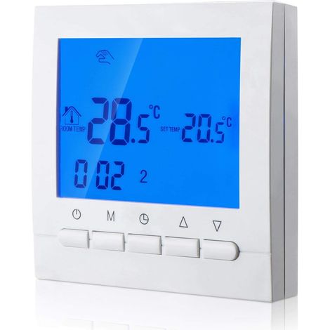 Digitales 2-draht-heizthermostat – 6-tage-programmierung – Hintergrundbeleuchtetes Lcd-display – Temperaturbereich 5 Bis 99 °c – Frostschutzfunktion