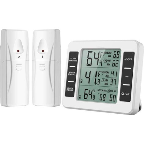 (neue Version) Kühlschrankthermometer, Kabelloses Innen-/außenthermometer, Temperatursensor Mit Akustischem Alarm, Temperaturanzeige Für Gefrierschrank, Küche, Haushalt (batterie)