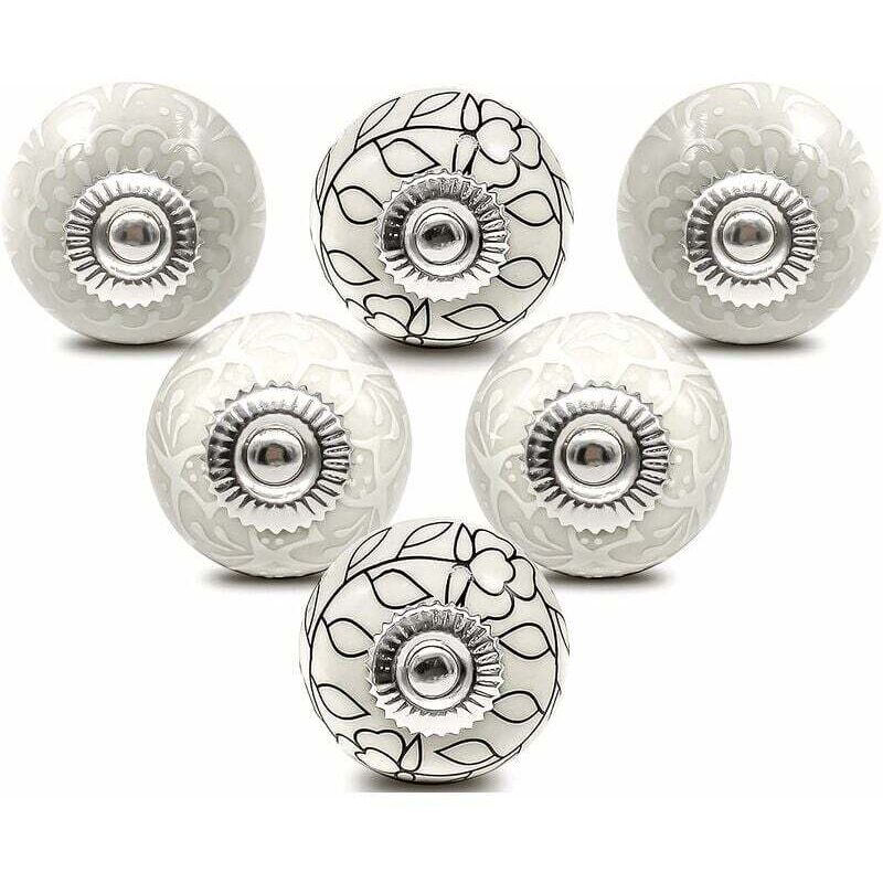 Weißer Keramik-möbelknopf, 40 Mm – 6er-set – Für Kommoden Und Kleiderschränke – Einfache Montage Mit Muttern Und Schrauben