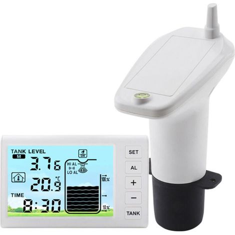 Kabelloser Ultraschall-wasserstandsmesser Für Tanks, Flüssigkeitsstandanzeige Mit Temperatursensor Und Flüssigkeitstiefenanzeige Mit Zeitanzeige.
