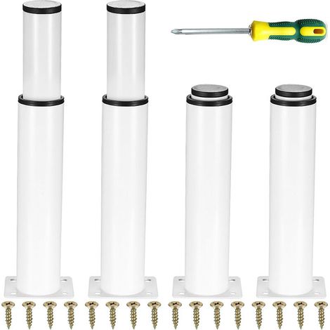 Höhenverstellbare Metallmöbelfüße – Höhenverstellbar Von 0 Bis 140 Mm – 4 Weiße Füße Für Schränke, Betten Und Tische – Einfache Montage