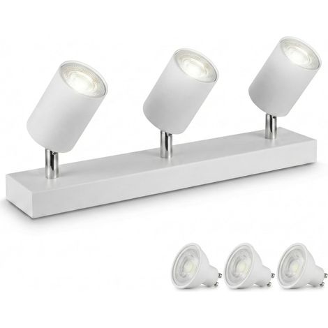 Deckenspotleiste, 3 Verstellbare Leuchtenköpfe, Gu10 Led-leuchte 4000k, Weißes Metall, Küche, Badezimmer