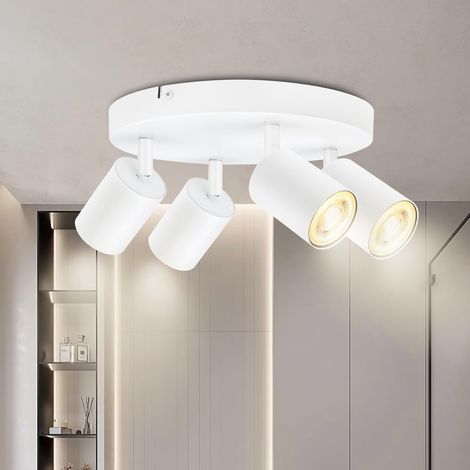 1 Deckenleuchte Mit 4 Gu10-spots, 350° Verstellbar, Aluminium, Für Wohnzimmer Und Küche