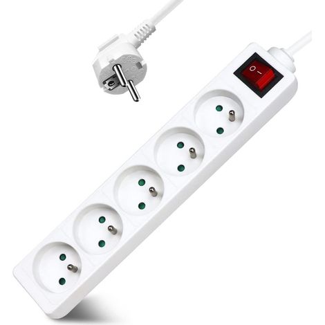 Steckdosenleiste Mit 5 Steckdosen, Schalter, 3 M Kabel, Kindersicherung, Weiß