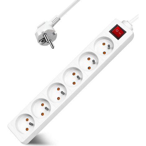 Steckdosenleiste Mit 6 Steckdosen, Schalter, 3 M Kabel, Kindersicherung, Für Den Innenbereich
