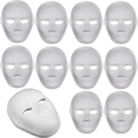 10 Stück Diy-papiermasken Aus Weißem Papier, Weiße Masken Zum Bemalen Mit Farben Und Pinseln, Perfekt Für Karnevalsmalerei, Cosplay Und Halloween-partys.