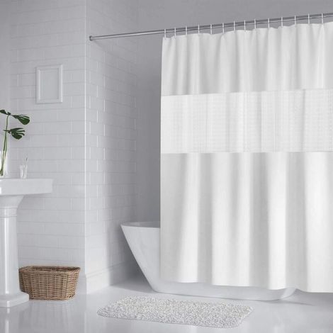 200 X 180 Cm Wasserdichter Und Schimmelresistenter Duschvorhang Aus Eva-polyester Für Badezimmer, Weiß