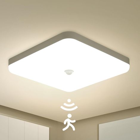 Led-deckenleuchte Mit Bewegungsmelder, Für Den Innenbereich, 30 W, Quadratische Deckenleuchte (25 Cm), Neutralweiß (4000 K), Wasserdicht (ip56), Bewegungsmelder-leuchte Für Flur, Garage, Abstellraum