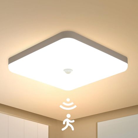 Led-deckenleuchte Mit Bewegungsmelder, Für Den Innenbereich, 30 W, Quadratische Deckenleuchte (25 Cm), Warmweiß (3000 K), Wasserdicht (ip56), Bewegungsmelder-leuchte Für Flur, Garage, Abstellraum