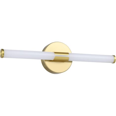 Ramola Led-spiegelwandleuchte, Badezimmerlampe, Messing Und Weißer Kunststoff, Warmweiß Bis Kaltweiß, Schutzart Ip44, L 45 Cm