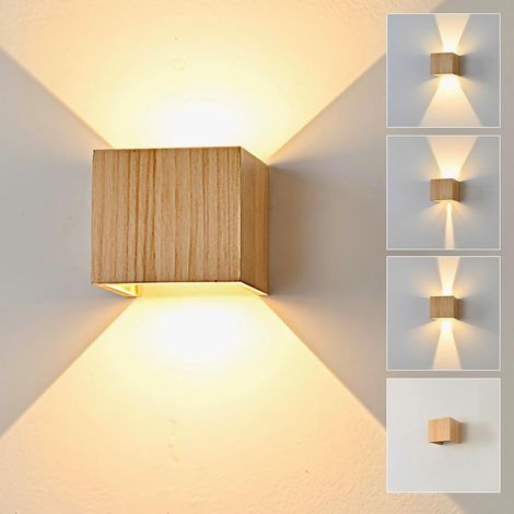 Stück Led-wandleuchte Aus Holz, 6 W, Warmweiß (3000 K), Schutzart Ip20, Verstellbar, Für Wohnzimmer, Treppenhaus, Eingangsbereich