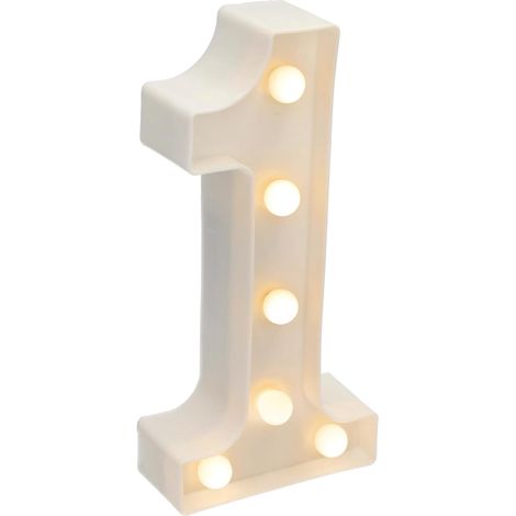 Led-leuchtzahl, Warmweißes Licht (3000 K), Weißer Kunststoff, Innendekoration