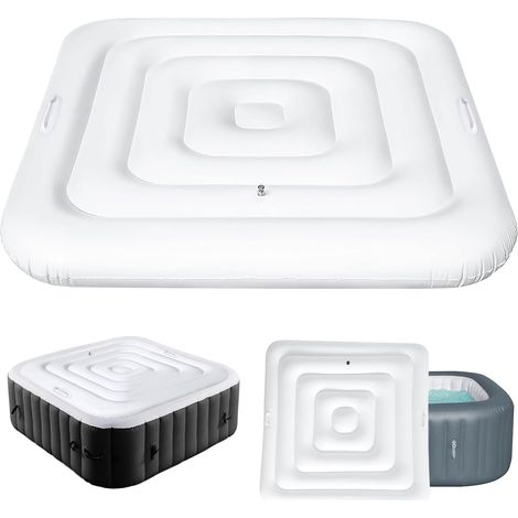 Whirlpoolabdeckung, 135 Cm, Verstärktes Pvc, Integrierter Griff, Quadratisch, Für Whirlpools Im Freien