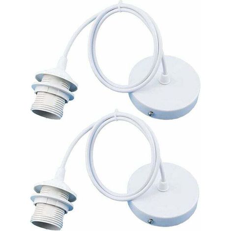 E27-pendelleuchte Mit Kabel, Metall-pendelleuchte, Weiße Pendelleuchte Mit 100 Cm Langem, Verstellbarem Kabel, Kompatibel Mit Lampenschirmen, Für Zuhause, Büro, Café