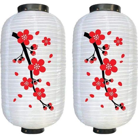 Japanische Laternen, Kirschblütenmuster, Wasserfester Stoff, Hängedekoration Für Drinnen Und Draußen, Garten/restaurant
