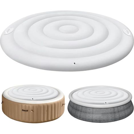Runde Whirlpoolabdeckung, Wärmeisolierend, Weißer Griff, Pvc, Für Whirlpools Im Außenbereich, 165 Cm