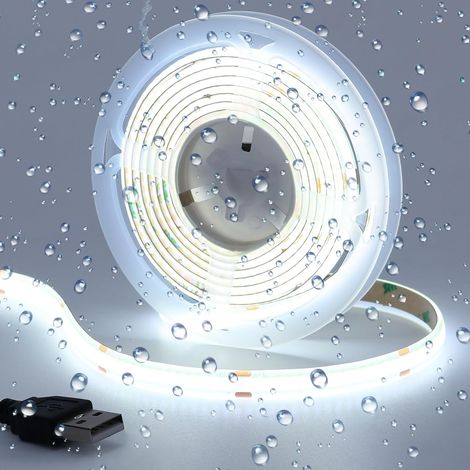 X 2 M Cob-led-streifen, 320 Leds/m, Kaltweiß 6000 K, Ip65 Wasserdicht, Usb-stromversorgung, Für Tv-dekoration