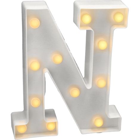 Buchstabe N Led-warmlicht 3000k Weißer Kunststoff 22cm Innendekoration