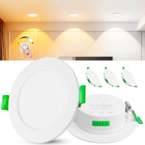 Set Mit 3 Led-einbaustrahlern, Dimmbar, Ip44, 6 W, 600 Lm, Drei Farbtemperaturen, Badezimmer