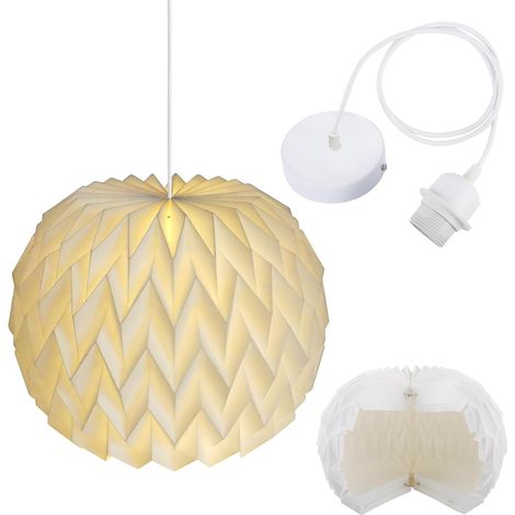 Kugelförmiger Lampenschirm Aus Papier, Origami-design, 1 M Aufhängekabel, E27-glühbirne, Für Wohnzimmer, Café, Studio