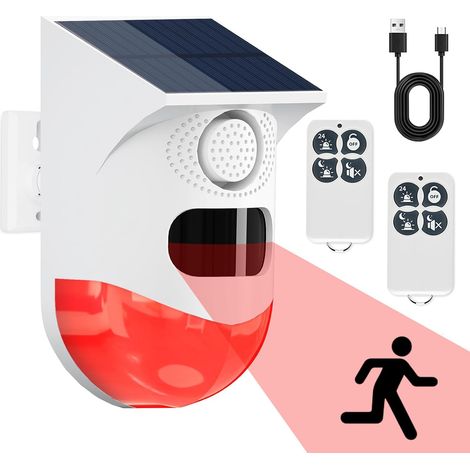 Solar-bewegungsmelder, 120 Db Alarm, Ip65 Wasserdicht, Kabellos, Infrarot Für Garten Und Garage