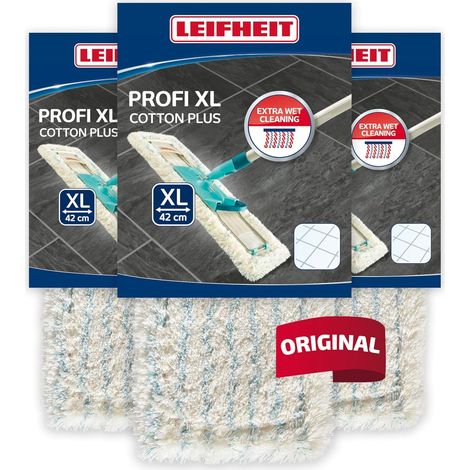 Set Mit 3 Flachmoppbezügen, Cotton Plus, Saugfähige Fasern, Für Fliesen- Und Steinböden