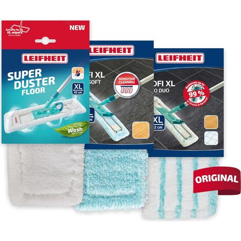 Set Mit 3 Waschbaren Mopp- Und Bürstenbezügen, Nass- Und Trockenreinigung, 42 Cm Breit, Für Parkett- Und Fliesenböden