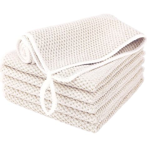 6-teiliges Mikrofasertuch-set, Größe 30 X 30 Cm, Weiß, Saugfähig, Für Küche Und Auto