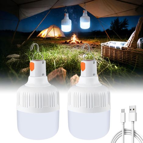 2er-set Campinglaternen, Usb-c-aufladbar, 500 Lumen, 3 Leuchtmodi, Ipx4, Für Zelt, Wandern, Notfälle