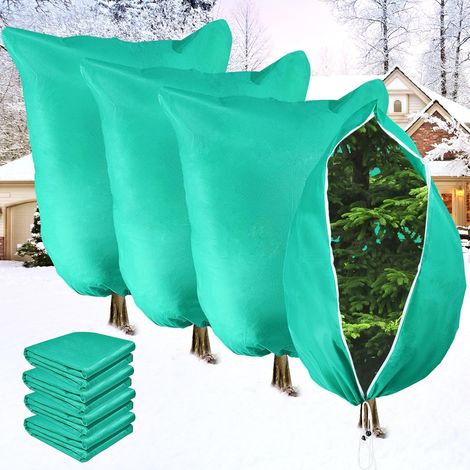 4er-set Winter-pflanzenschutzhüllen, 80 X 100 Cm, 70 G/m² Vliesstoff, Mit Reißverschluss Und Kordelzug, Für Garten Und Balkon