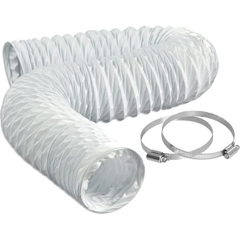 Flexibler Pvc-ablaufschlauch, Durchmesser 204 Mm, Länge 2,5 M, Montageset Mit 2 Stahlschellen, Für Bad, Küche Und Wäschetrockner