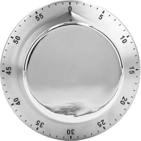 Mechanischer Küchentimer Aus Edelstahl 304 Mit Magnetischem Saugnapf, Weiß.