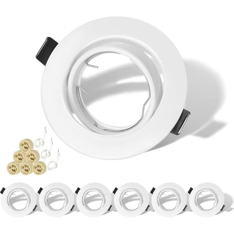 Gu10-einbaustrahler, 6er-set, 230-v-schwenk-led-strahler In Gebürstetem Edelstahl, Runde Deckeneinbaustrahler Inklusive Fassung Für Gu10-led-halogenlampen.
